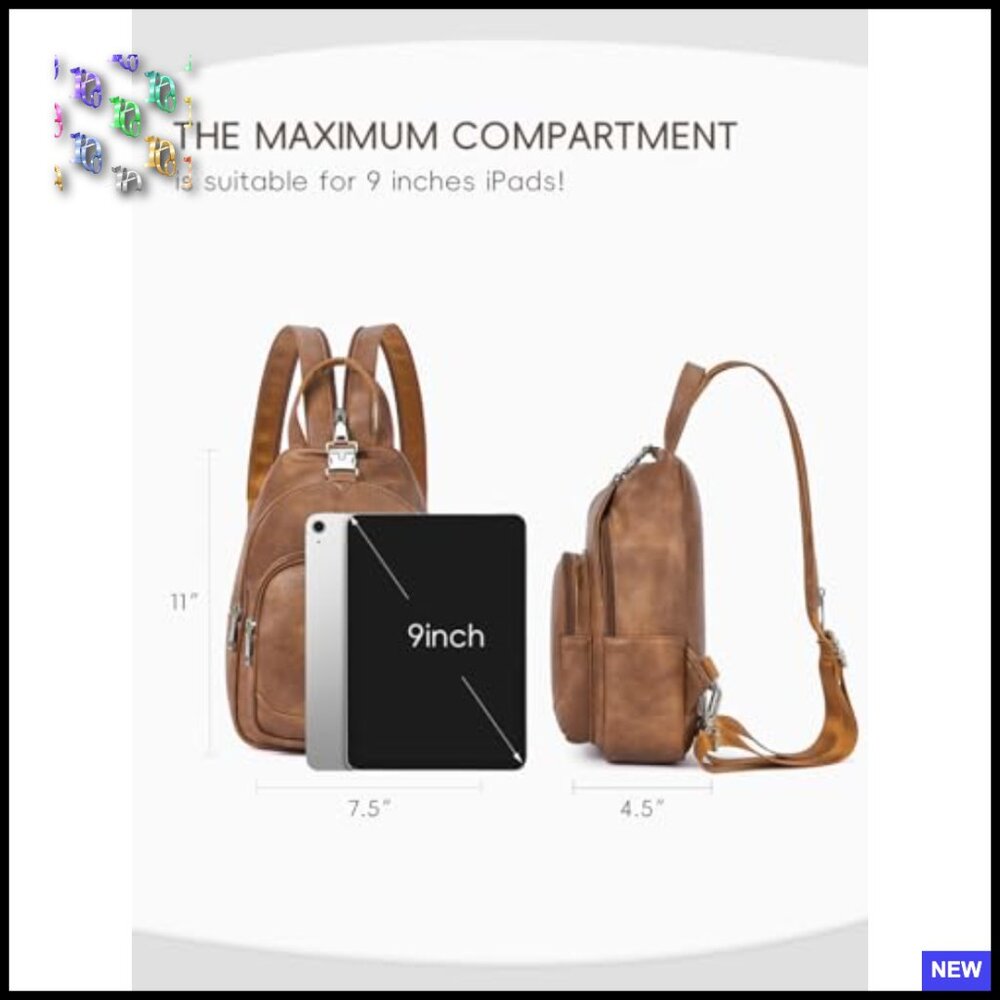 Convertible Leather Sling Backpack Crossbody Purs… - image 4